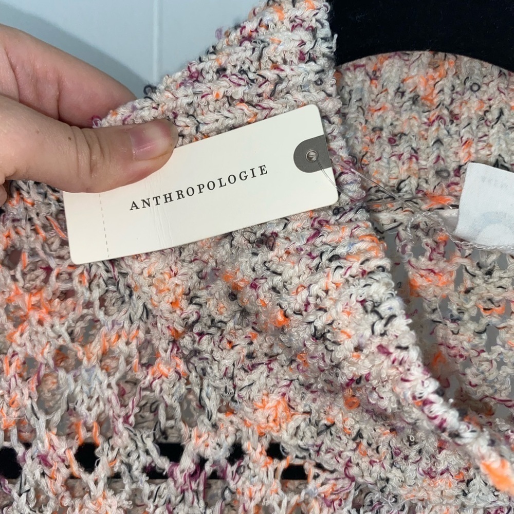 ANTHROPOLOGIE Akemi & Kin Hattie Multi Color Chunky Knit Poncho Sweater OS NWT - Picture 15 of 15